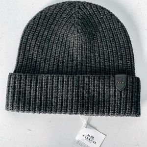 Black knit coach beanie
